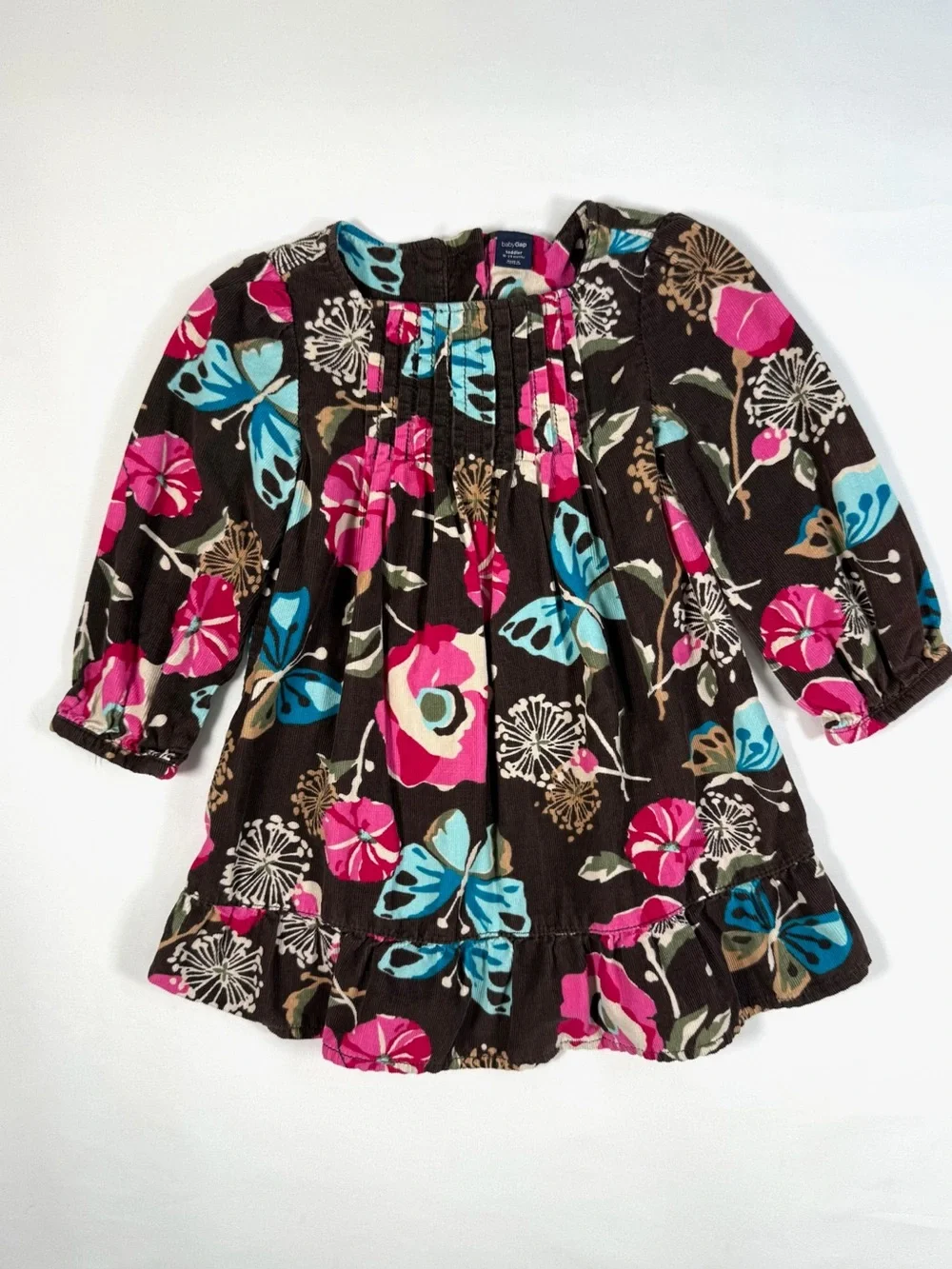 BABYGAP Toddler Girl Floral Cottagecore Butterfly Pinwale Corduroy Dress 18-24M